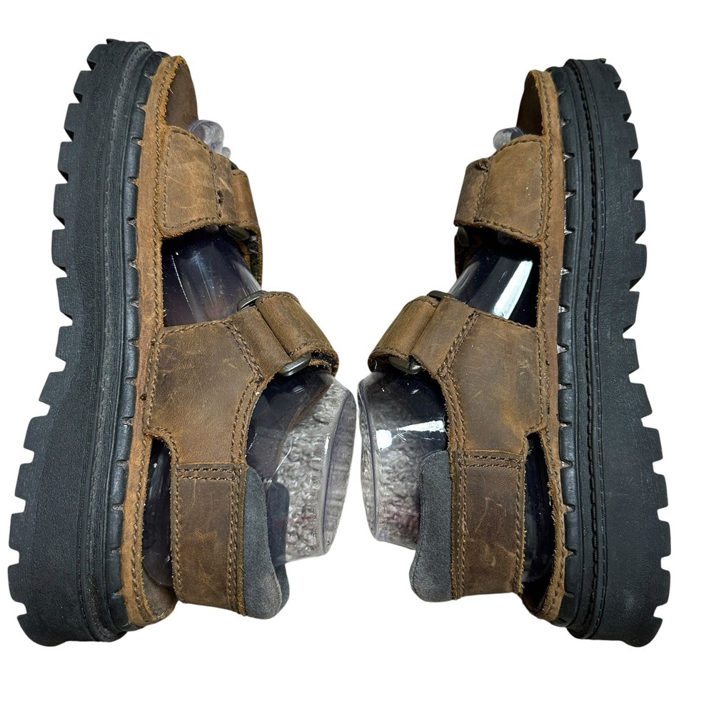 VTG Y2K Skechers Women's Chunky Leather Platforms Sandals Size 7 Brown Grunge - Picture 6 of 16